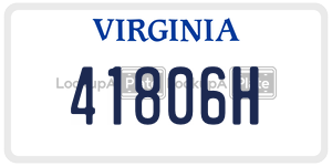 41806H  license plate in VA