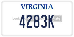 4283K  license plate in VA