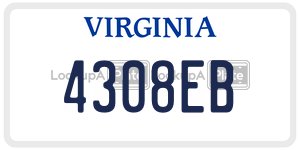 4308EB license plate in Virginia