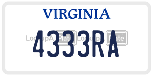4333RA  license plate in VA