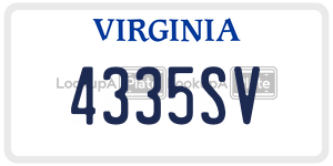 4335SV  license plate in VA