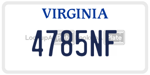 4785NF  license plate in VA