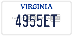 4955ET  license plate in VA