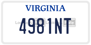 4981NT license plate in Virginia