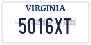 5016XT  license plate in VA