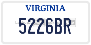 5226BR  license plate in VA