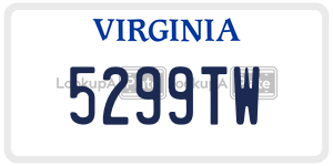5299TW  license plate in VA