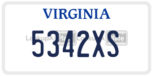 5342XS license plate in Virginia