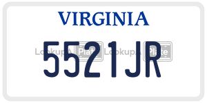 5521JR  license plate in VA