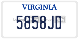 5858JD  license plate in VA