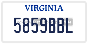 5859BBL  license plate in VA