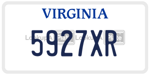 5927XR  license plate in VA