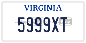 5999XT  license plate in VA