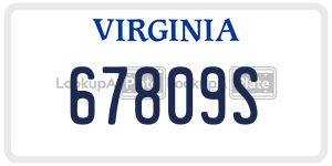 67809S  license plate in VA