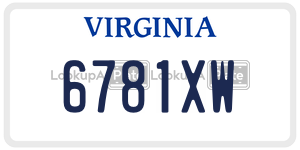 6781XW  license plate in VA