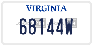 68144W  license plate in VA