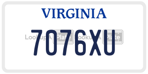 7076XU  license plate in VA