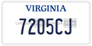 7205CJ  license plate in VA