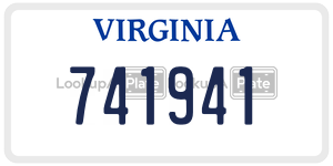 741941  license plate in VA