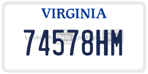 74578HM  license plate in VA