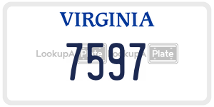7597  license plate in VA