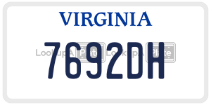 7692DH  license plate in VA