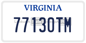 77130TM  license plate in VA