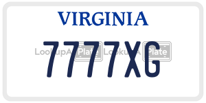 7777XG  license plate in VA