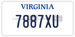 7887XU  license plate in VA