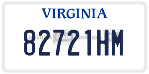 82721HM  license plate in VA