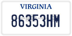 86353HM license plate in Virginia