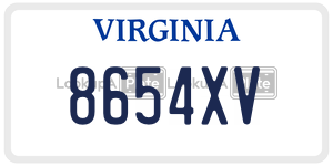 8654XV  license plate in VA