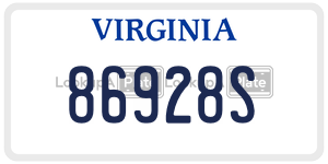 86928S  license plate in VA