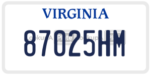 87025HM  license plate in VA