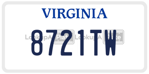 8721TW  license plate in VA