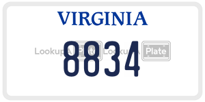 8834  license plate in VA