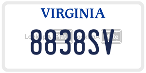 8838SV license plate in Virginia