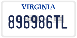 896986TL  license plate in VA