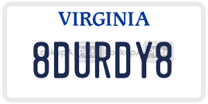 8DURDY8  license plate in VA