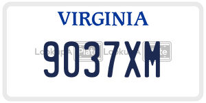 9037XM  license plate in VA