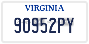 90952PY  license plate in VA