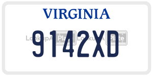 9142XD  license plate in VA