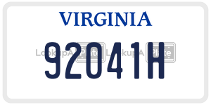 92041H  license plate in VA