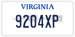 9204XP  license plate in VA