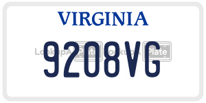 9208VG  license plate in VA