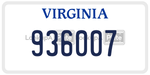936007  license plate in VA