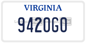 9420GO  license plate in VA