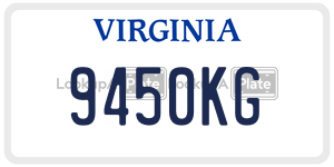 9450KG  license plate in VA