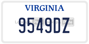 9549DZ  license plate in VA
