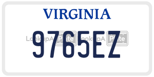 9765EZ  license plate in VA